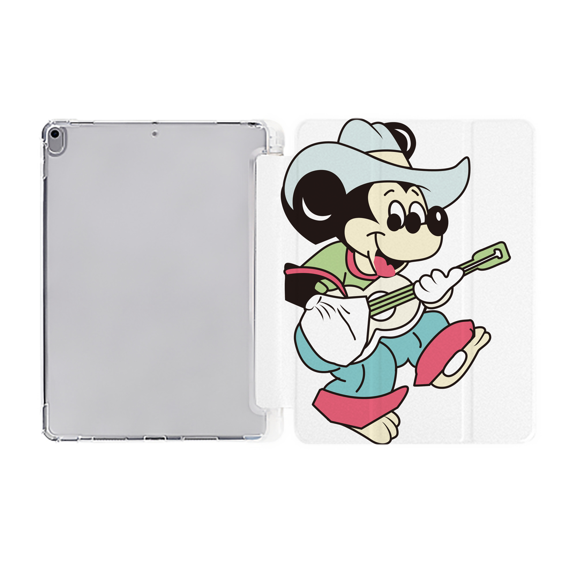 （画像用） ミッキーマウス Mickey Mouse IPad ケース ペン収納付き 三つ折りスタンド PUレザー×シリコン 対応機種9.5/10.5/10.9インチ